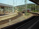 Ankunft einer Regionalbahn auf dem Saarbrcker-Hauptbahnhof.