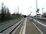 Die BR 52 8154-8 bei der Ausfahrt aus dem Bahnhof Rackwitz nach Leipzig.