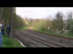 Sonderzug mit Br 52 8154-8 aus Leipzig, bei der Einfahrt in Schwarzenberg/Erzgeb vorbei am Museums-BW zum 150 jhrigen Streckenjubilum Zwickau-Schwarzenberg am 03.05.08.