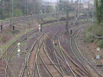 Eine Class 66 mit einem Gz beim verlassen des Aachener west-Rangierbahnhofes