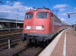 110 359-8 mit dem AZ13312/UEx43312 (Autos ab KD) von Dortmund nach Verona Porta Nuova bei der Ausfahrt asu Dortmund.(27.07.07)