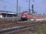 110 420-7 mit dem RE4  Wupper-Express  bei der Ausfahrt aus Dortmund Hbf.(31.03.07)