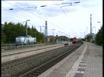 Mit einem Containerzug durchfuhr am 29.5 eine 151 den Bahnhof Lneburg.