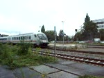 Ausfahrt des IC 118 aus dem Bahnhof Ravensburg in Richtung Ulm .Aufgenommen am 08.08.07 in Ravensburg