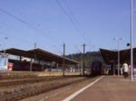 Doppelstockzug fhrt als RE nach Ulm am 05.07.2008 auf Gleis 4 in Plochingen ein. (0:10 Min)