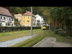 Mitfahrt mit der Kirnitzschtalbahn am 19.10.2011 vom Bad Schandauer Stadtpark zum Beuthenfall. Wegen Hochwasserschden an der Strecke zwischen Beuthenfall und dem Lichtenhainer Wasserfall bietet sich an diesem Tag ein esonderes Betriebsszenario am Beuthenfall.