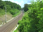 185 524 von ITL mit einem Containerzug am 22.07.2012 bei Frankfurt-Rosengarten.