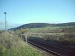 Burgenlandbahn Einfahrt in Laucha(Unstrut).(25.10.09)