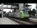 Mit Stereo-Drehstromsound machen sich am Morgen des 29.6.2013 die 485 005 und die 186 105 von Spiez auf den Weg zum Lötschberg.